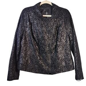 Lane Bryant Black Lace Moto Jacket - Plus Size 14